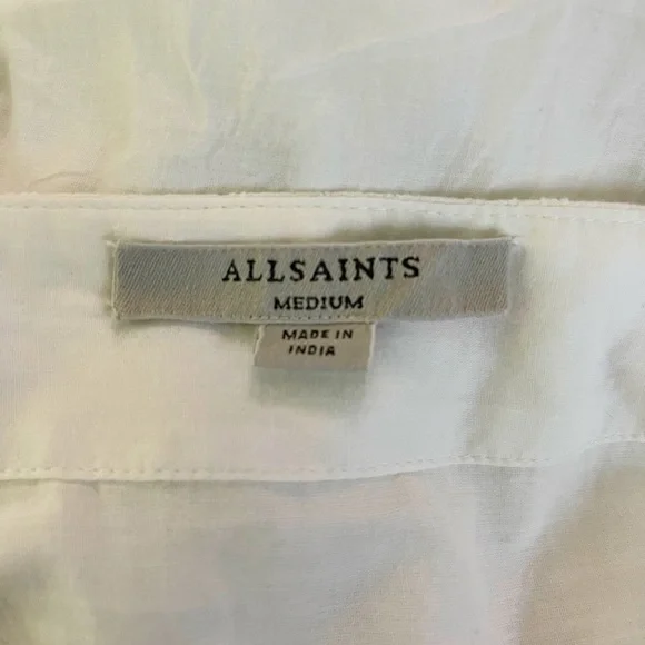 ALL SAINTS White Cotton Summer Midi Dress shoulder Tie straps - Picture 8 of 9